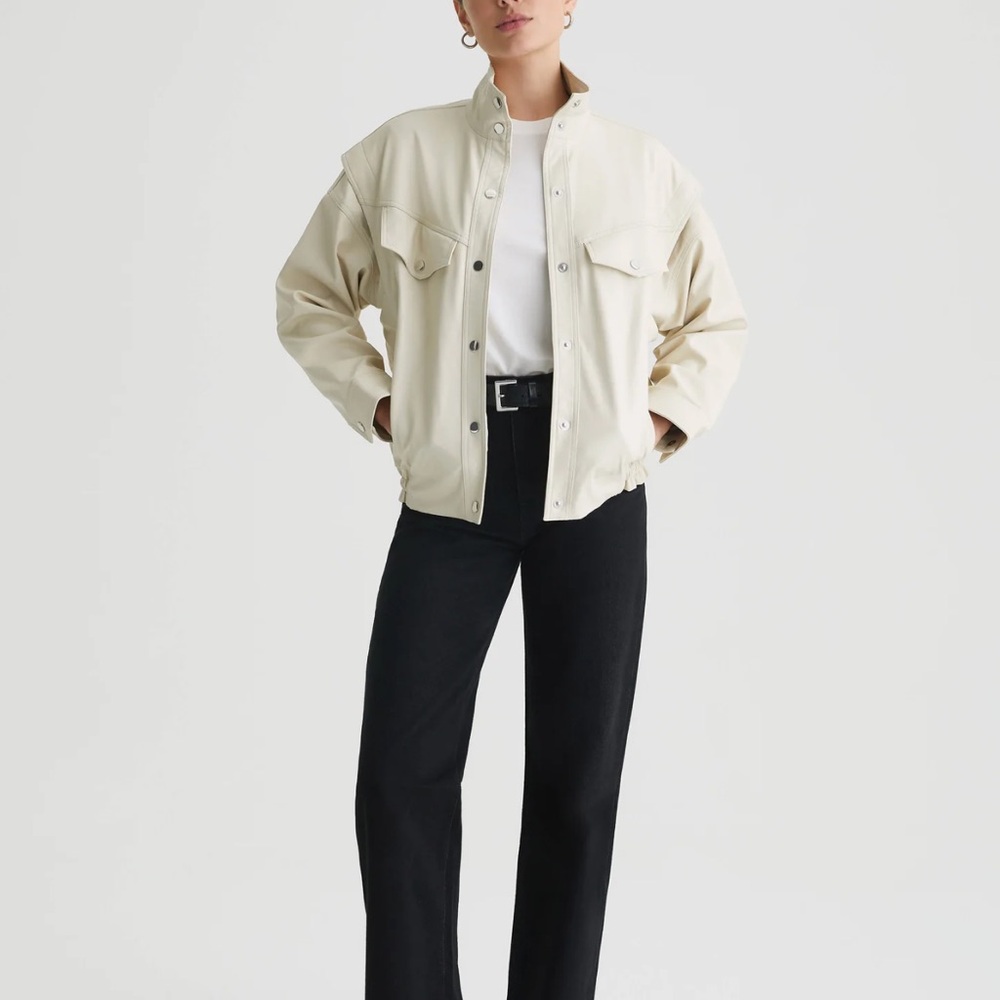 Women's Cream leather jacket NWT
